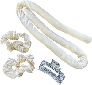 Cream Satin "Heatless Curls" Set