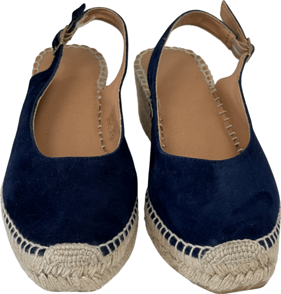 Crew Clothing Company Navy Blue Suede Slingback Esapdille Shoes UK 6 EU 39 👠 - Reliked