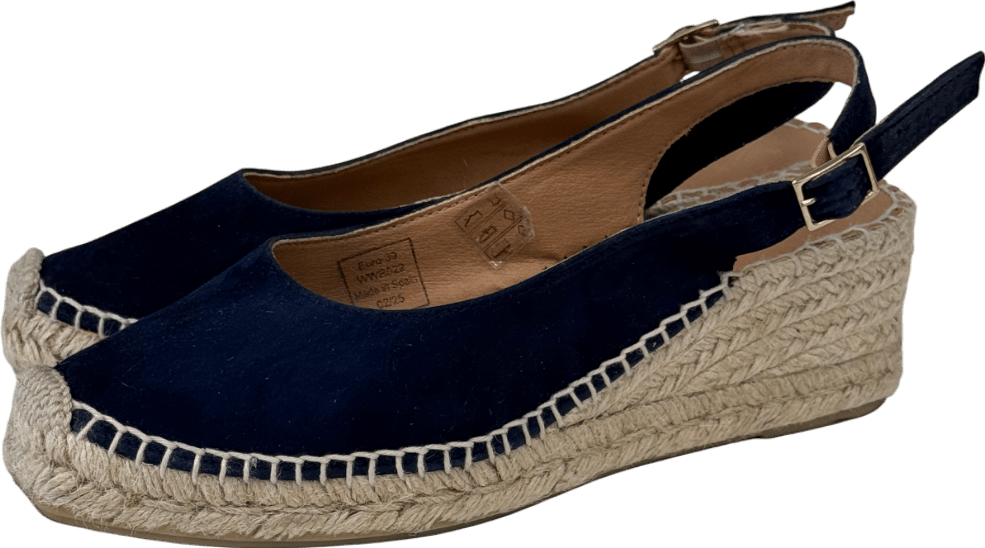 Crew Clothing Company Navy Blue Suede Slingback Esapdille Shoes UK 6 EU 39 👠 - Reliked