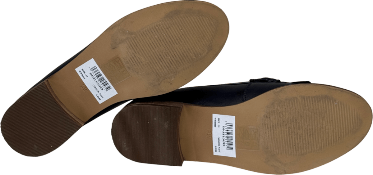 Crew Clothing COmpany Smart Leather Loafers In Navy Blue UK 6 EU 39 👠 - Reliked