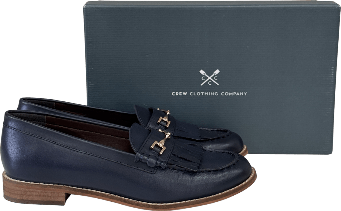 Crew Clothing COmpany Smart Leather Loafers In Navy Blue UK 6 EU 39 👠 - Reliked