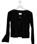 crumpet Black Merino Cashmere Blend Cardigan With Silk Tie UK S - Reliked