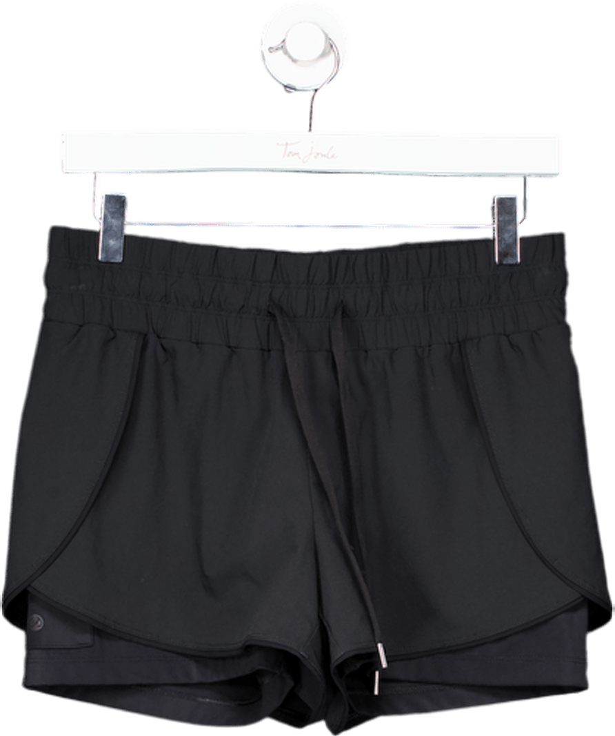 Crz yoga Black Soft High Waisted Dolphin Shorts 3” With Zipper Pockets UK 10 - Reliked