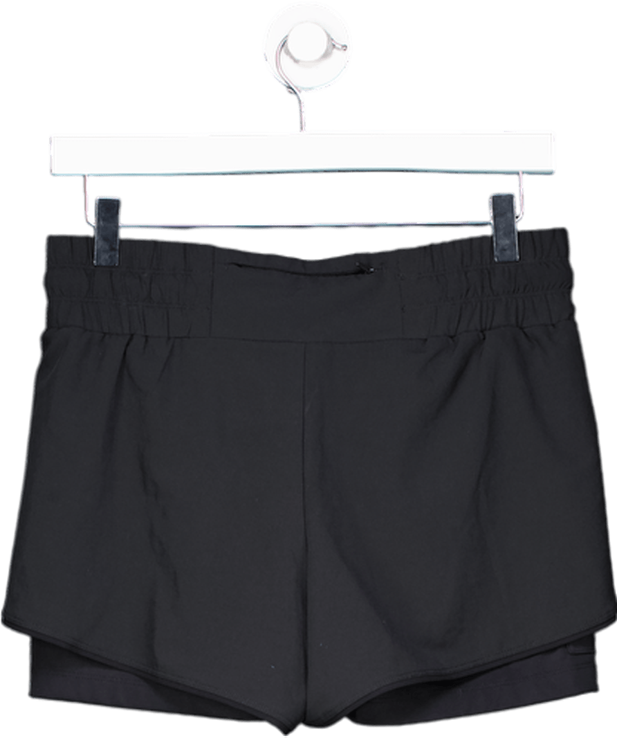 Crz yoga Black Soft High Waisted Dolphin Shorts 3” With Zipper Pockets UK 10 - Reliked