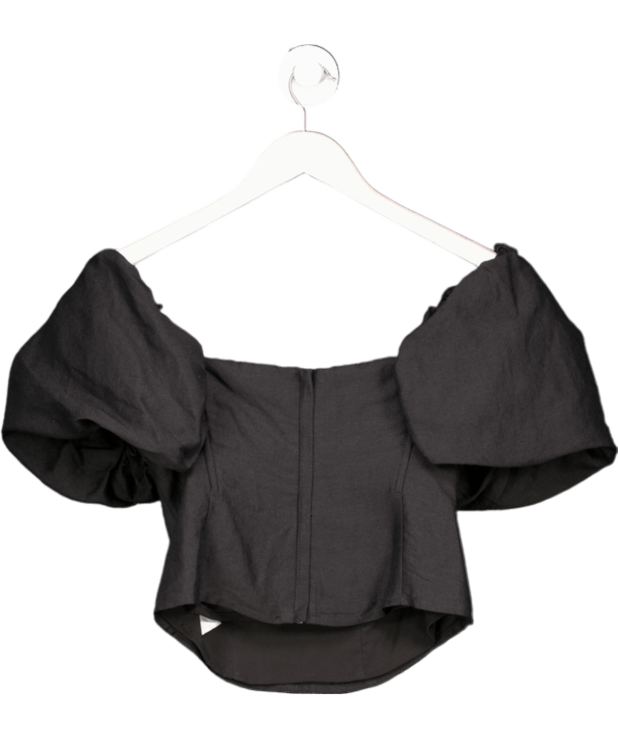 Cult Gaia Samantha Off - the - shoulder Gathered Gauze Bustier Top In Black UK S - Reliked