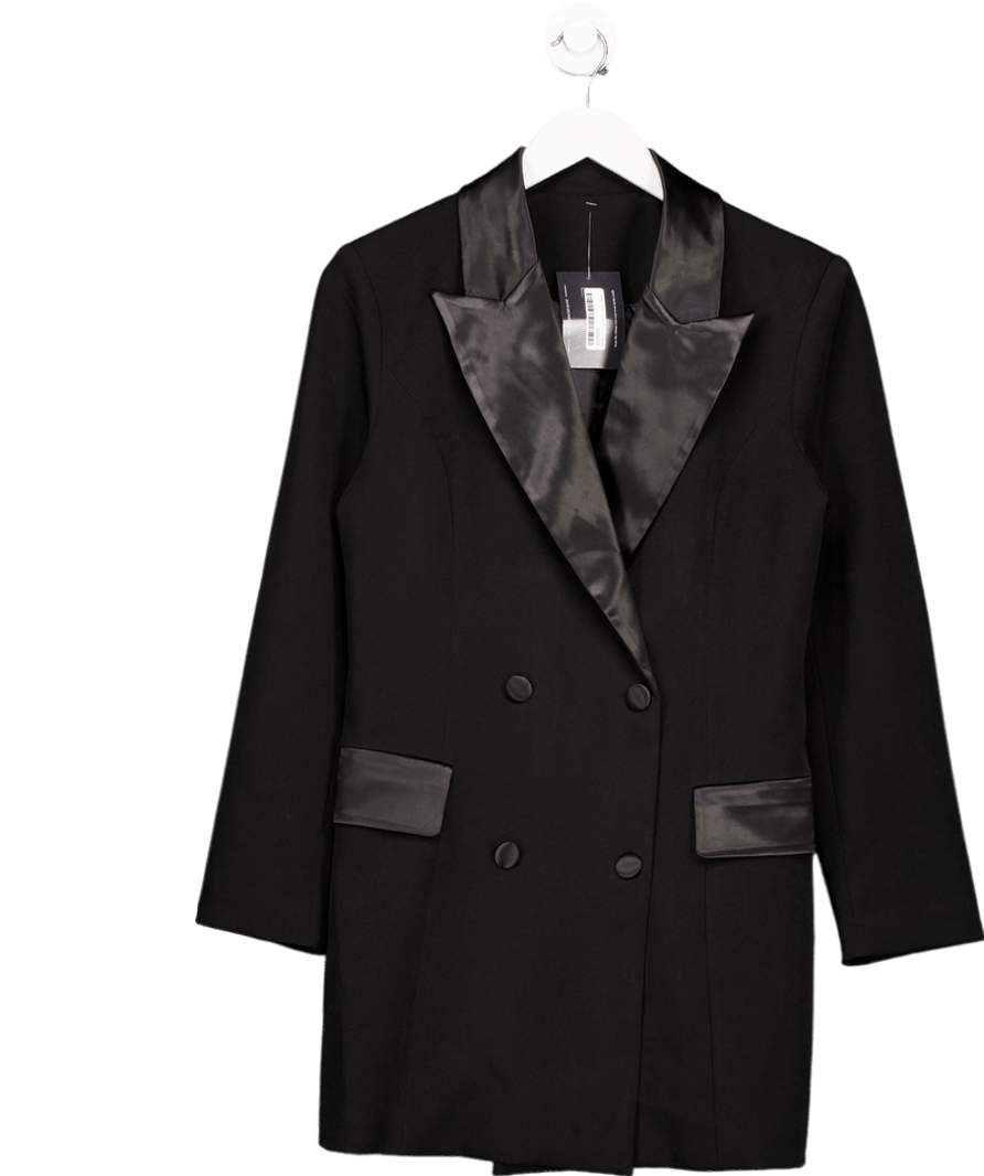 Cupshe Black Double Breasted Tux Blazer UK S - Reliked