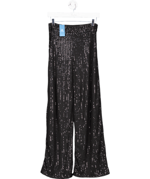 CUPSHE Black Sequin Straight Leg Trousers UK S