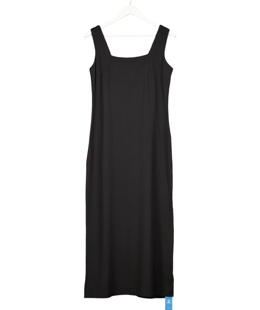 CUPSHE Black Square Neck Midi Dress UK S - Reliked