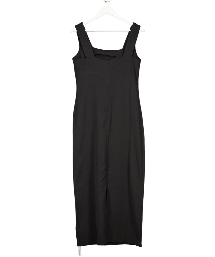 CUPSHE Black Square Neck Midi Dress UK S - Reliked