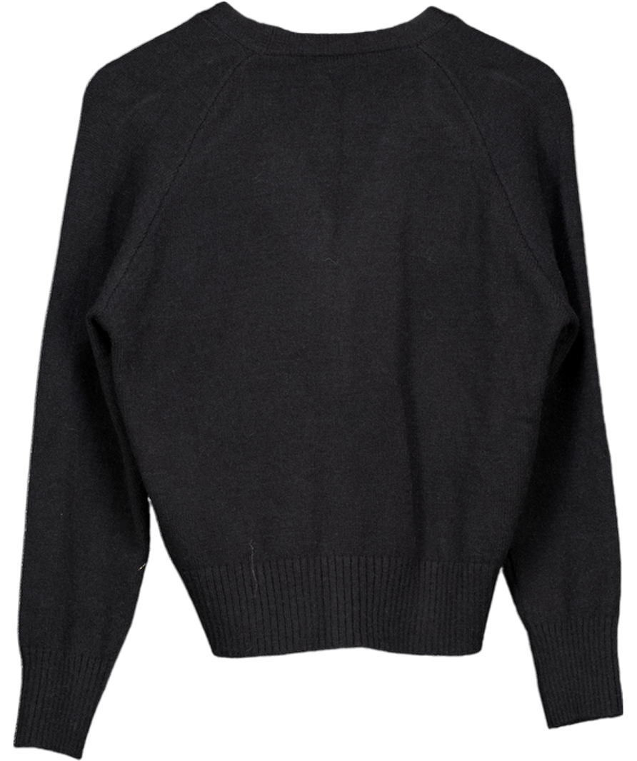 CUPSHE Black V - neck Long Sleeve Bow Knit Cardigan UK M - Reliked