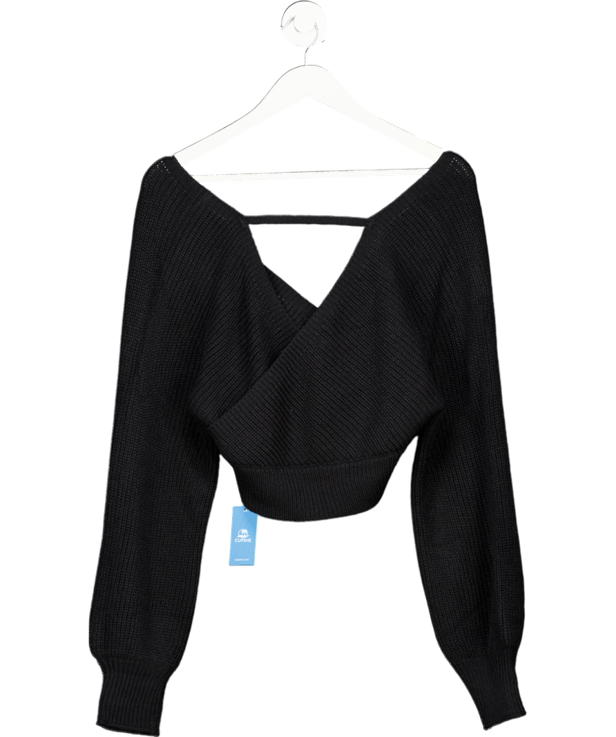 CUPSHE Black Wrap Jumper UK S - Reliked