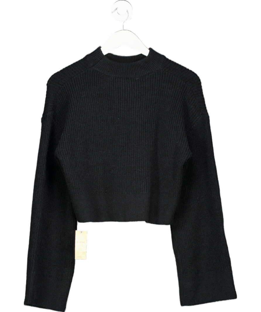 CUPSHE Black X Jojo Dark Night High Neck Extra Long Flared Sleeve Sweate UK S - Reliked