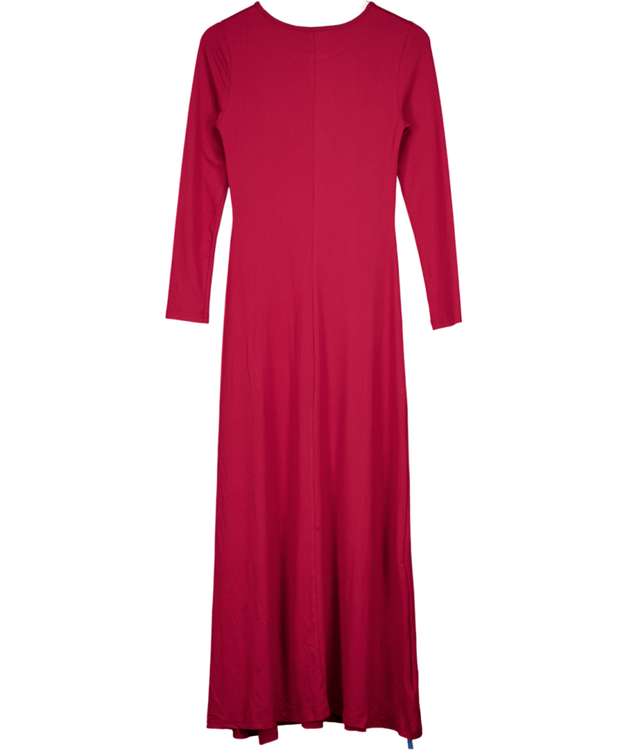 CUPSHE Burgundy Red Long Sleeve Jersey Maxi Dress UK S - Reliked