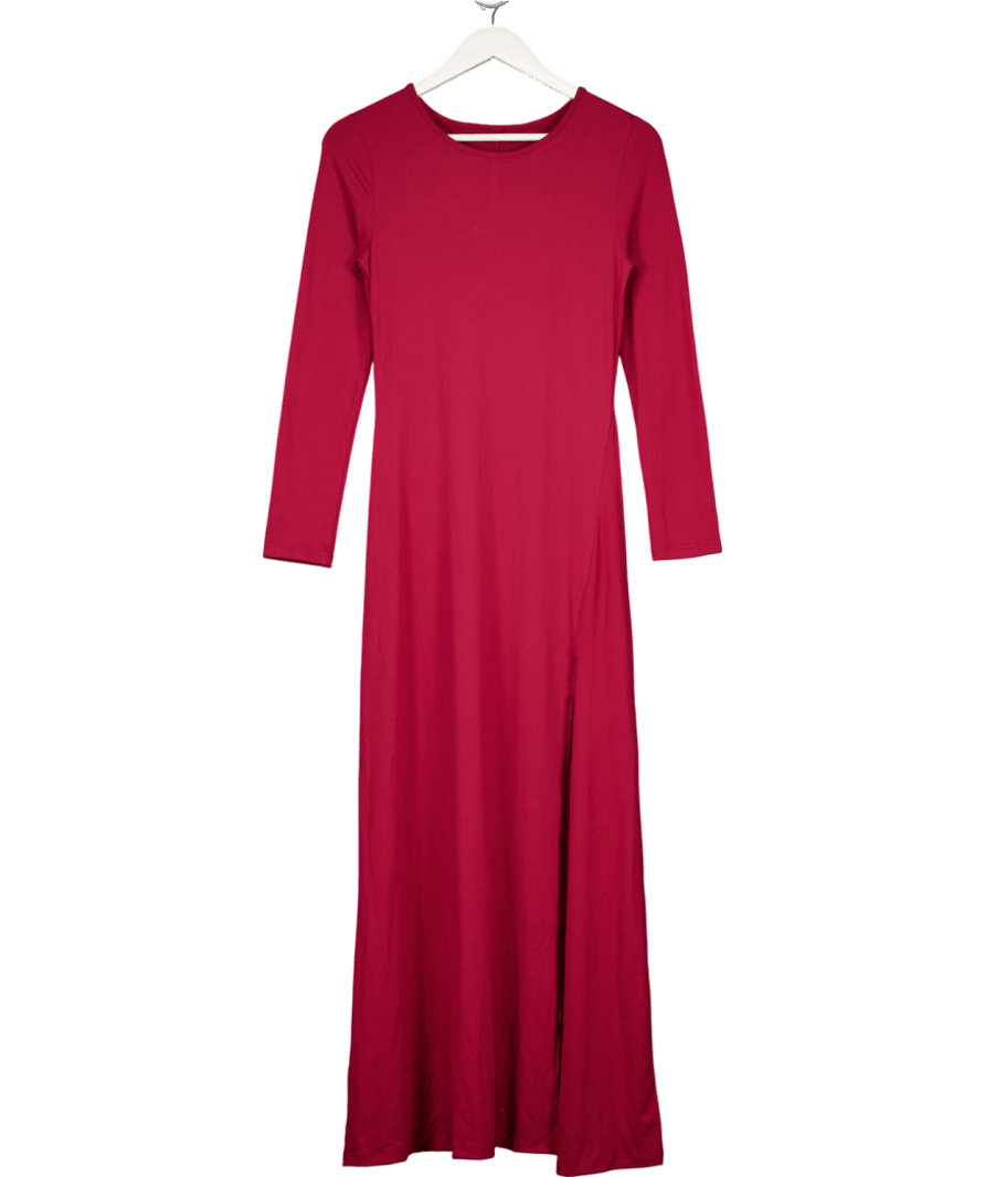 CUPSHE Burgundy Red Long Sleeve Jersey Maxi Dress UK S - Reliked