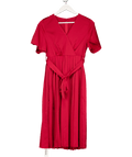 CUPSHE Burgundy Red Pleated Skirt Midi Dress UK S - Reliked