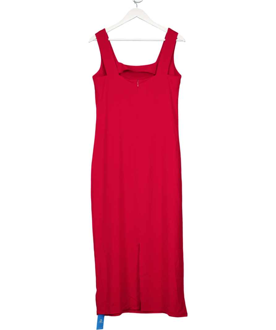 CUPSHE Burgundy Red Square Neck Midi Dress UK S - Reliked