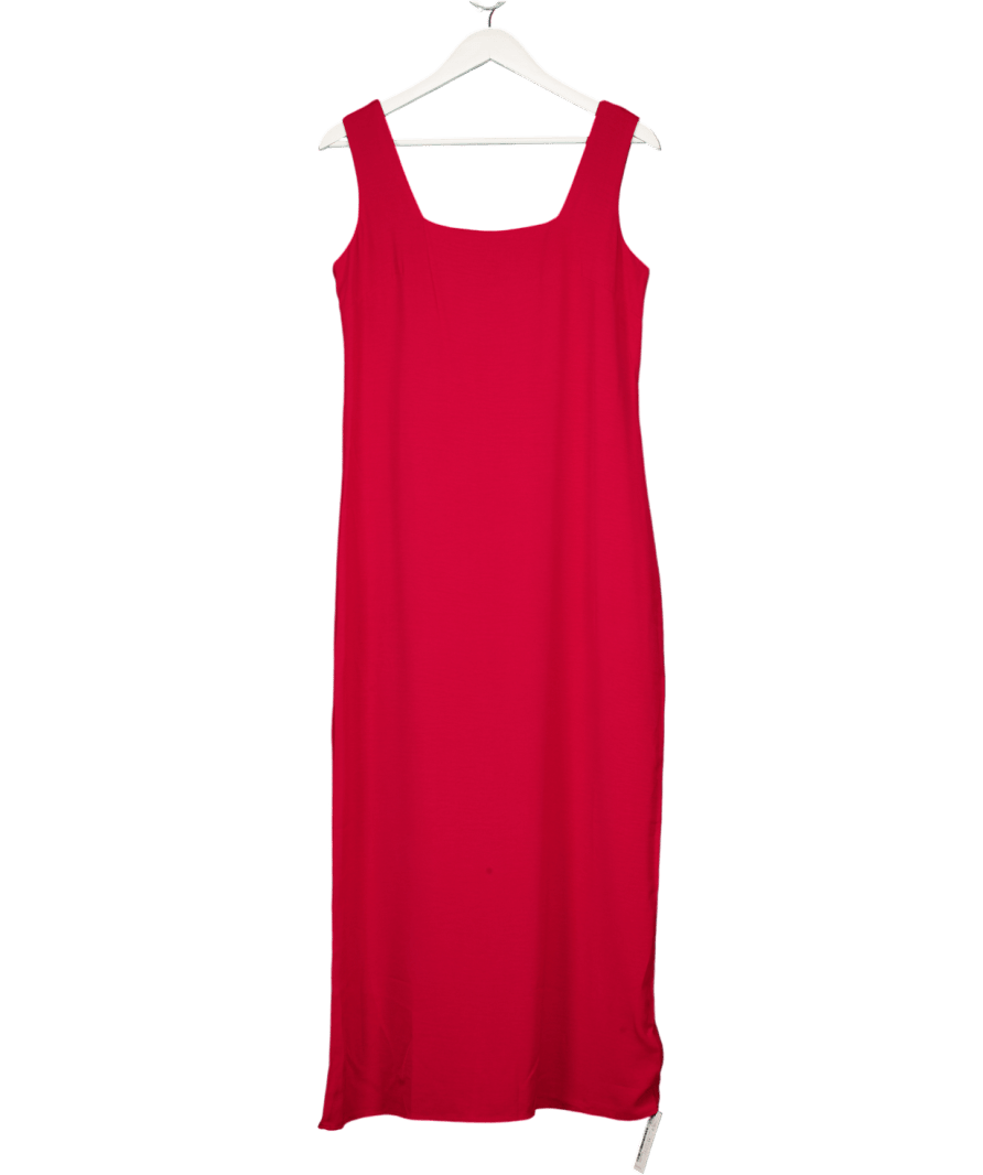 CUPSHE Burgundy Red Square Neck Midi Dress UK S - Reliked