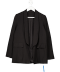 CUPSHE Open Front Black Crepe Tux Blazer UK M - Reliked