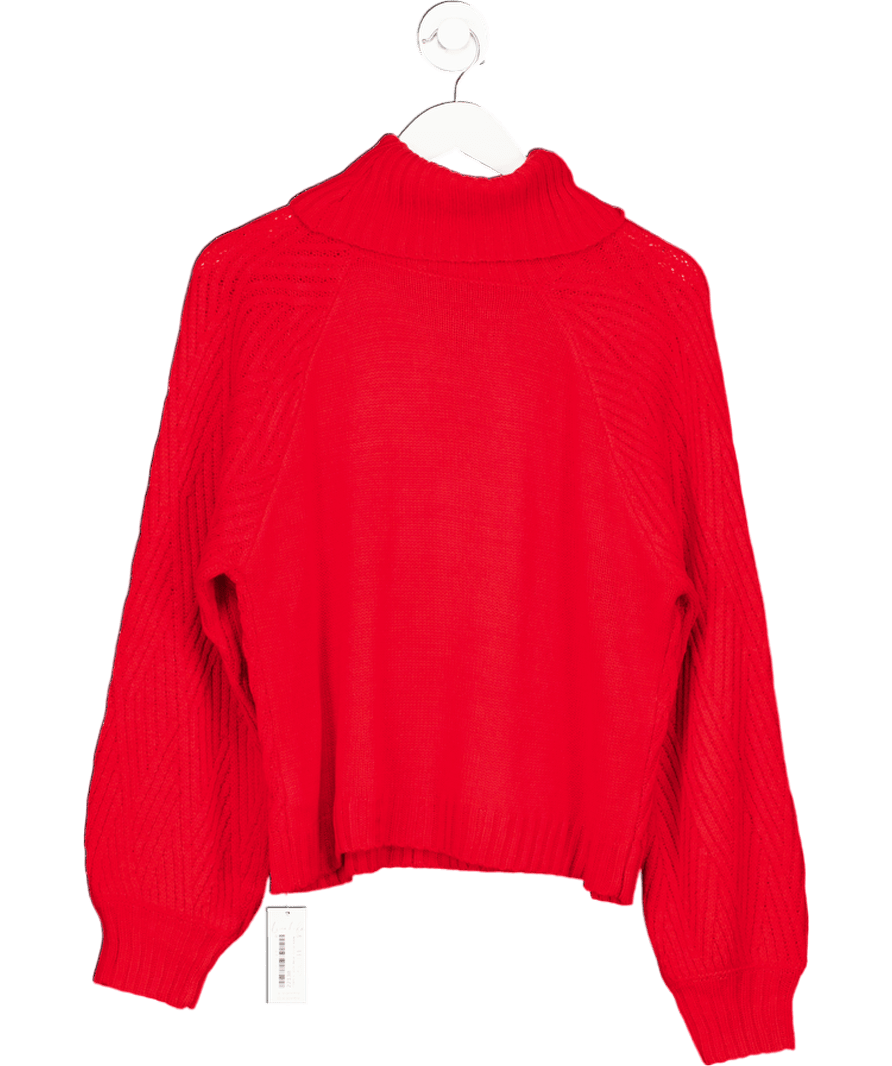 CUPSHE Red Textured Knit Roll Neck Jumper UK S - Reliked