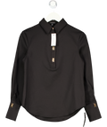 KAREN MILLEN White Techno Cotton Woven Shirt With Gold Clasp UK 6
