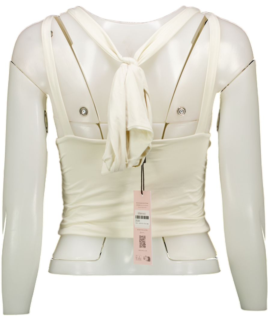 Oh Polly White Sarai Plunge-neck Draped Top In Vanilla UK S