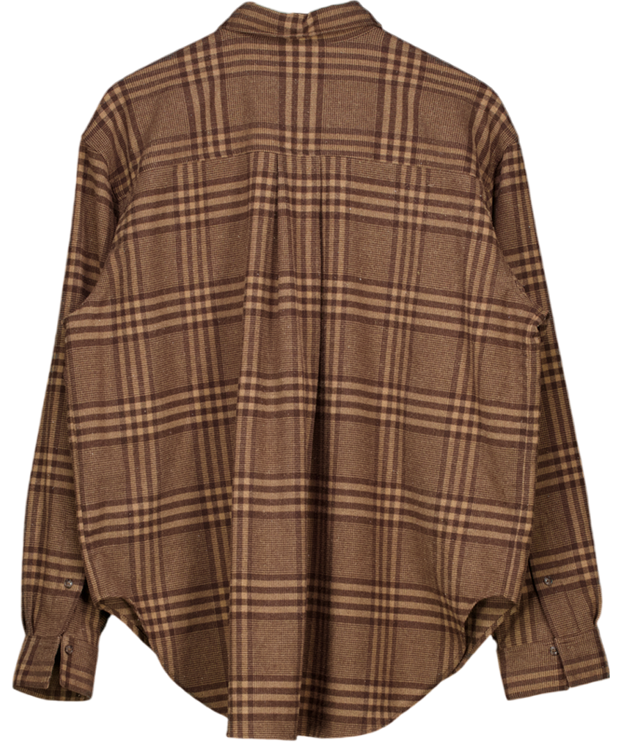 Totême Brown Novella Checked Oversize Flannel Shirt UK M