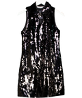 & Other Stories Sequins Mini Dress With Keyhole Collar In Dark Black UK 8
