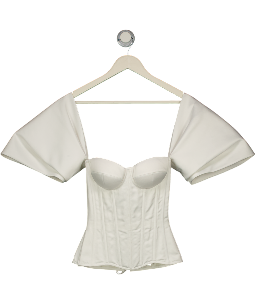 STATNAIA White Satin Corset With Detachable Sleeves UK XS