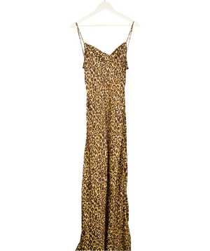 MANGO X Camille Charrière Brown Animal-print Fluid Dress UK XS