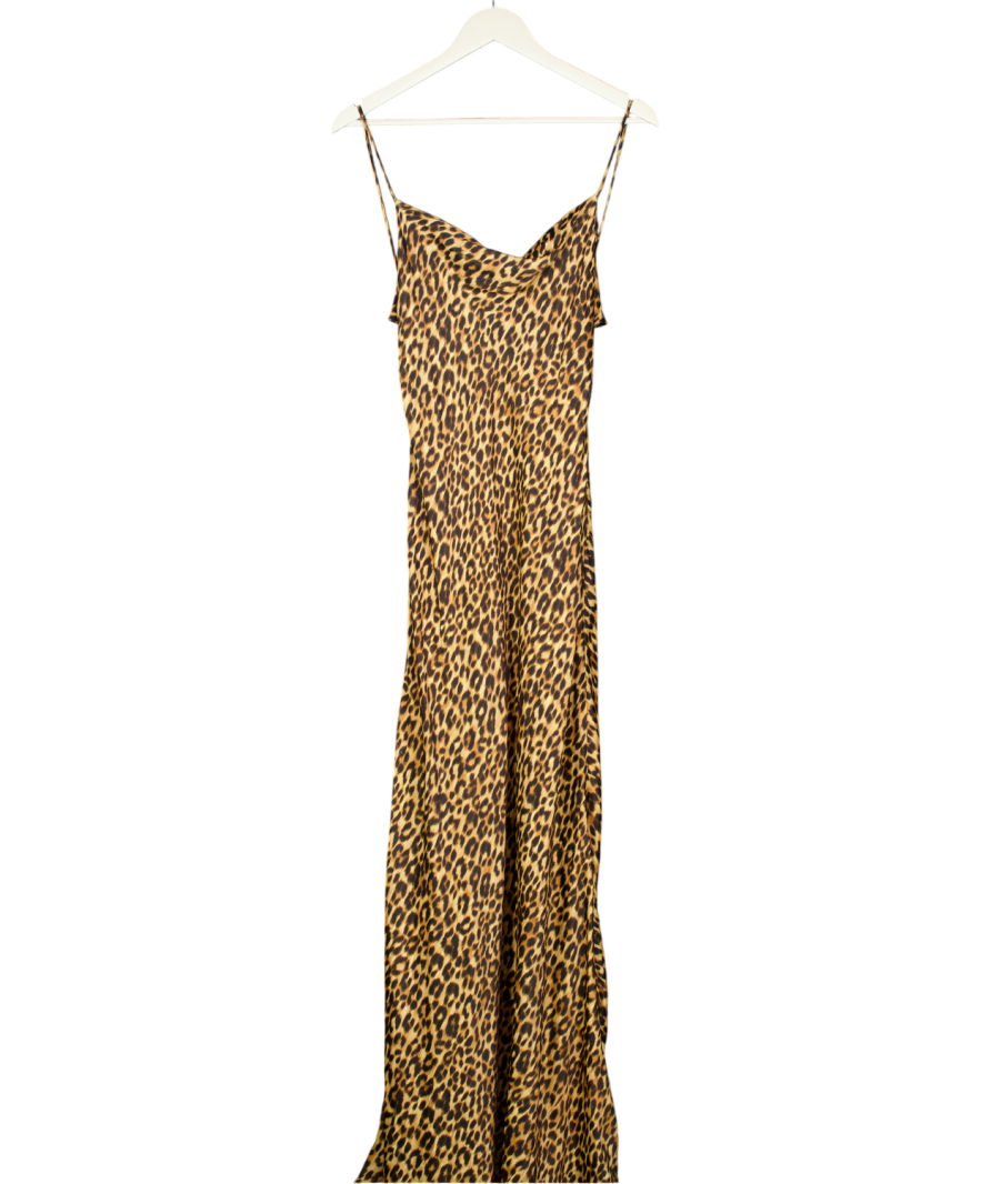 MANGO X Camille Charrière Brown Animal-print Fluid Dress UK XS