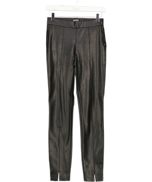 ZARA Black Faux Leather Skinny Ankle Slit Trouser UK XS