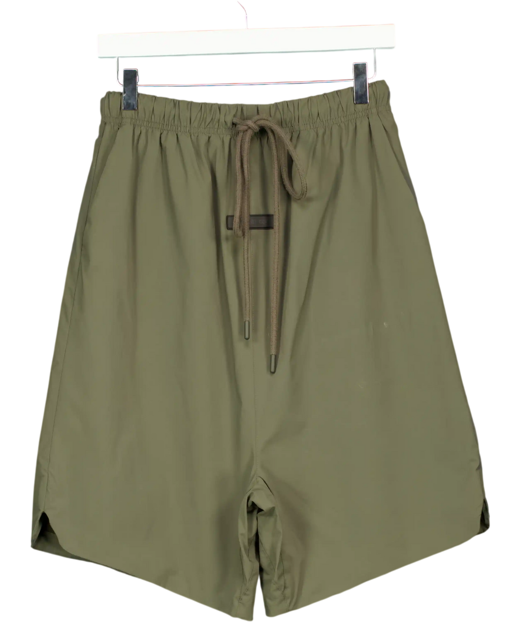 essentials Green Suede Fleece Signature Relaxed Sweatshort UK XS