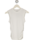 REISS Trudy Fine-rib Ruched Vest Top In White UK S
