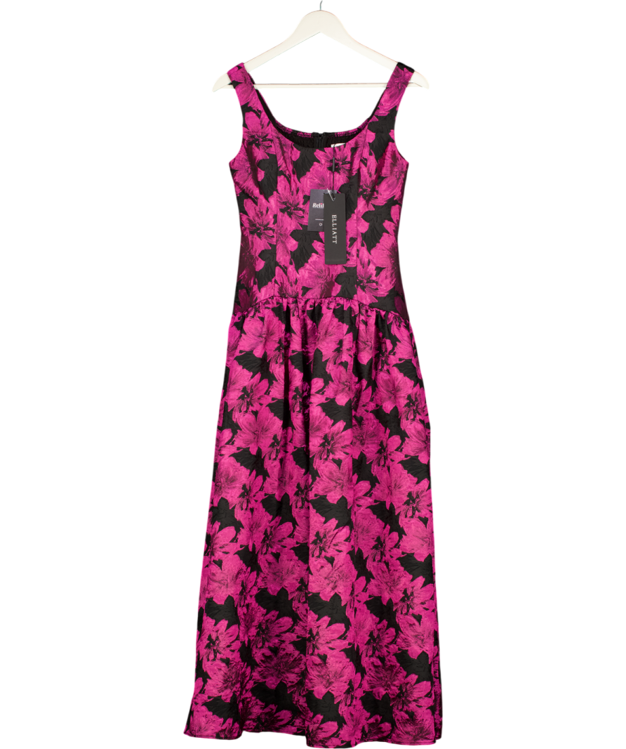 ELLIATT Holly A-line Gown In Pink & Black Floral UK S