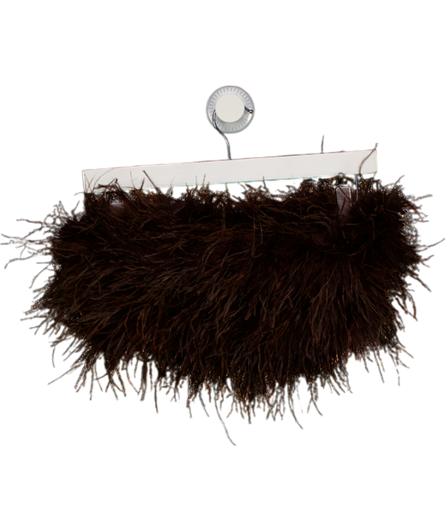 MELROSE HAUS Chocolate Brown Feather Bandeau Top UK XS