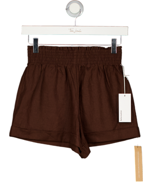 REFORMATION Chocolate Brown Nashville Linen Short UK XS