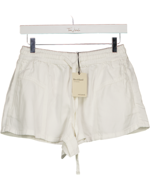 RIVER ISLAND White Tencel Tie Waist Shorts UK 6