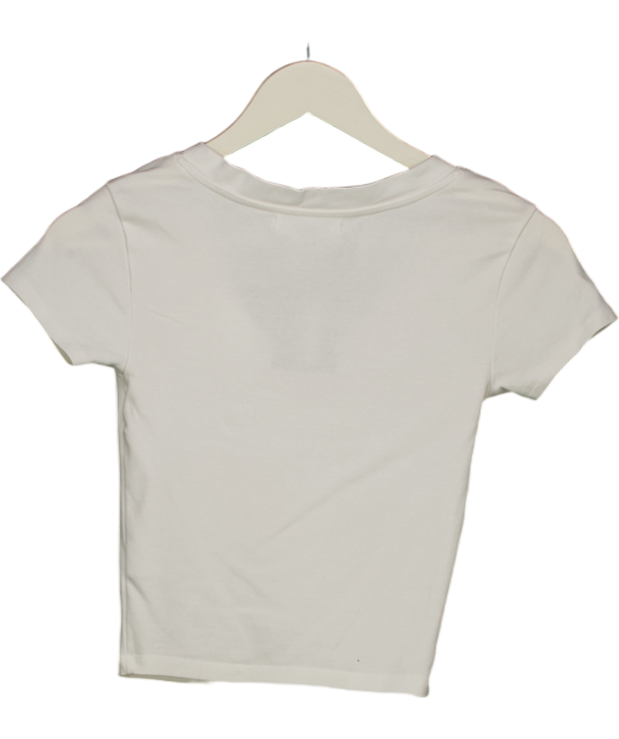 Pull&Bear V-neck T-shirt In White UK S
