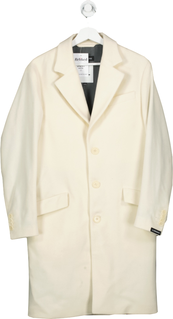 J.Lindenberg Cream Wool Overcoat UK XL