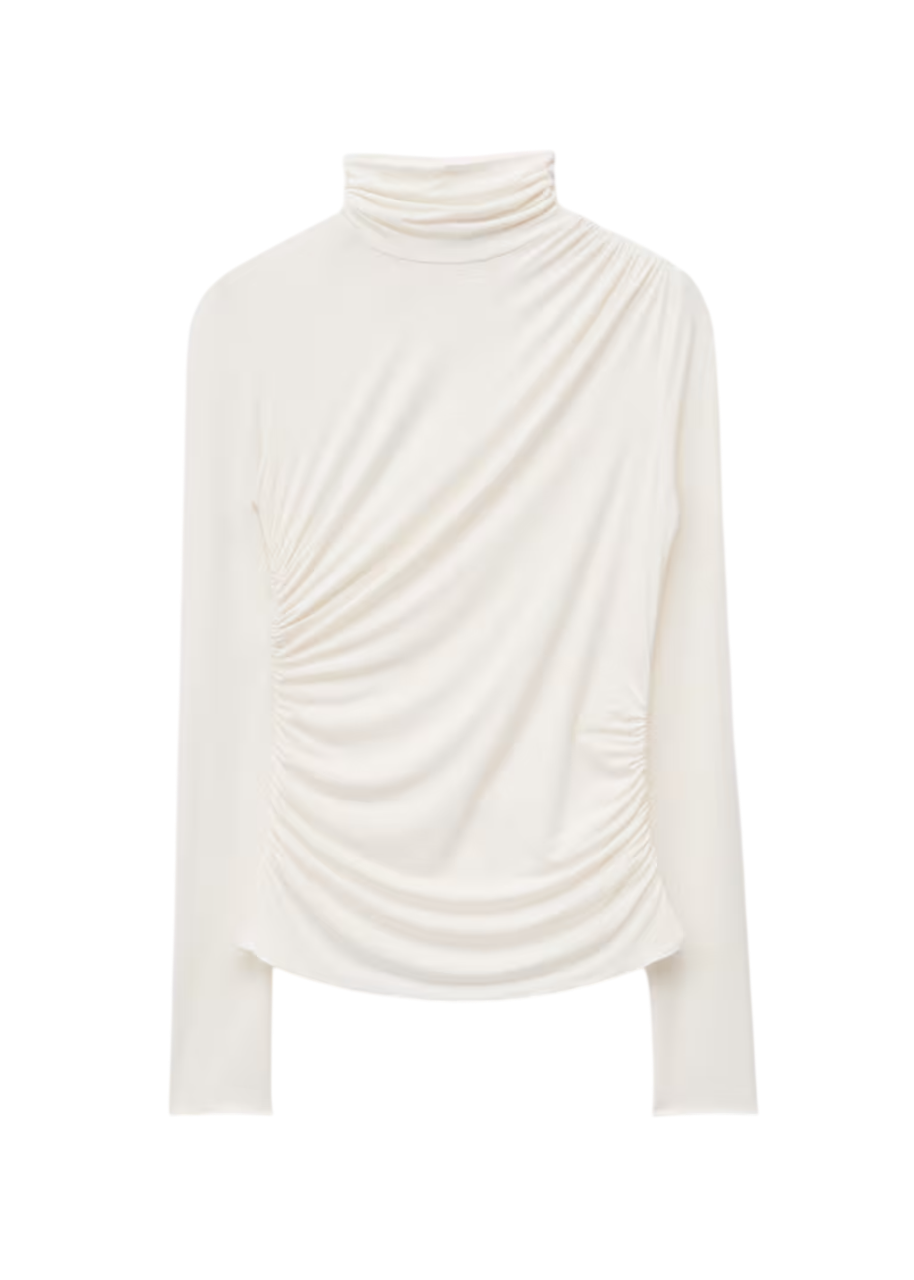 & Other Stories Cream Draped Turtleneck Top UK S