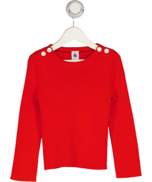 PETITE BATEAU Orange Ribbed Jumper With Button Opening Shoulders 4 Years