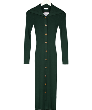 REISS Button Through Bodycon Midi Dress In Green UK XS