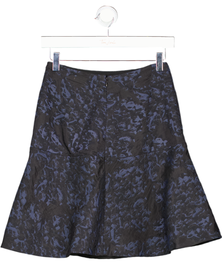 REISS Navy / Black Textured Jacquard Flippy Hem Mini Skirt UK 6