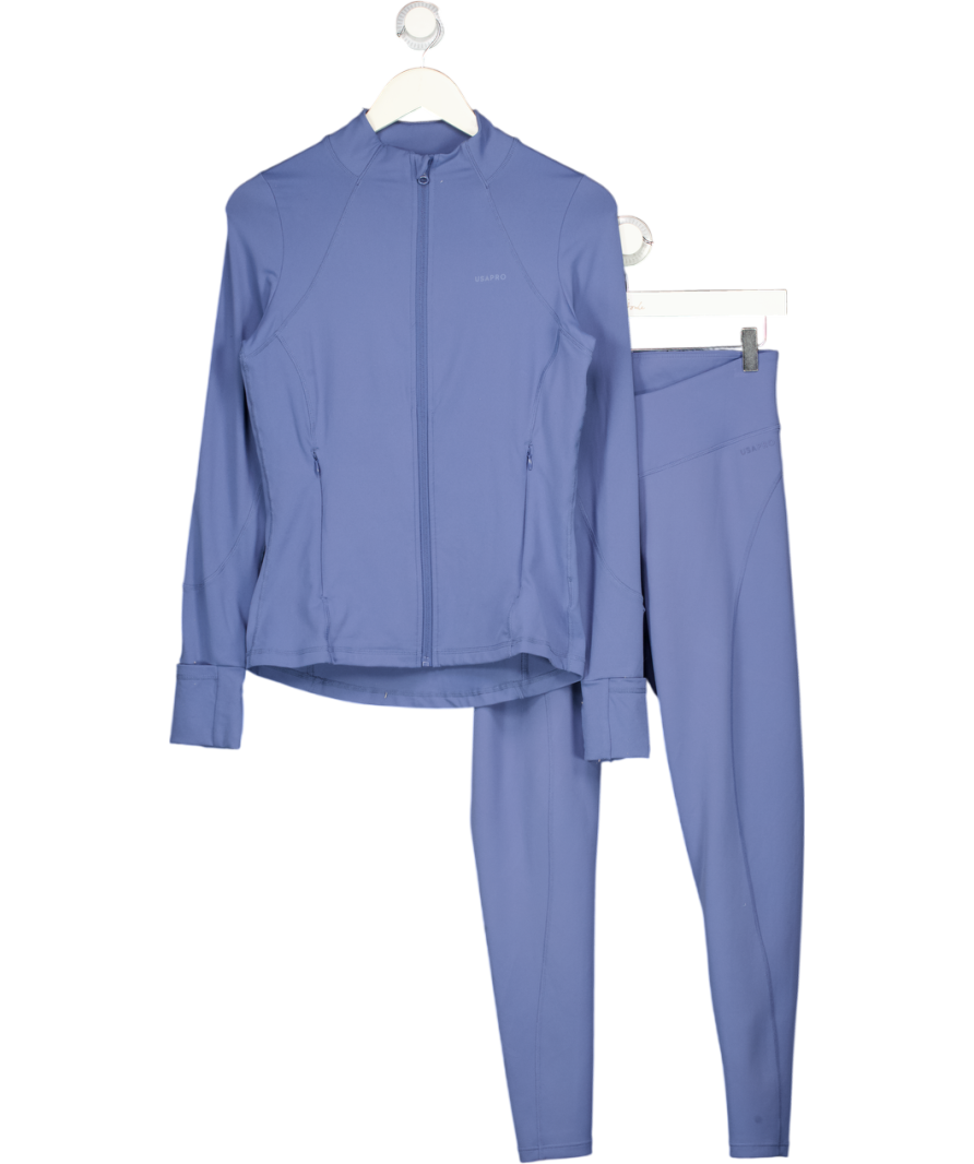 USA PRO 2-piece Blue Zip Top And Leggings Set UK 12