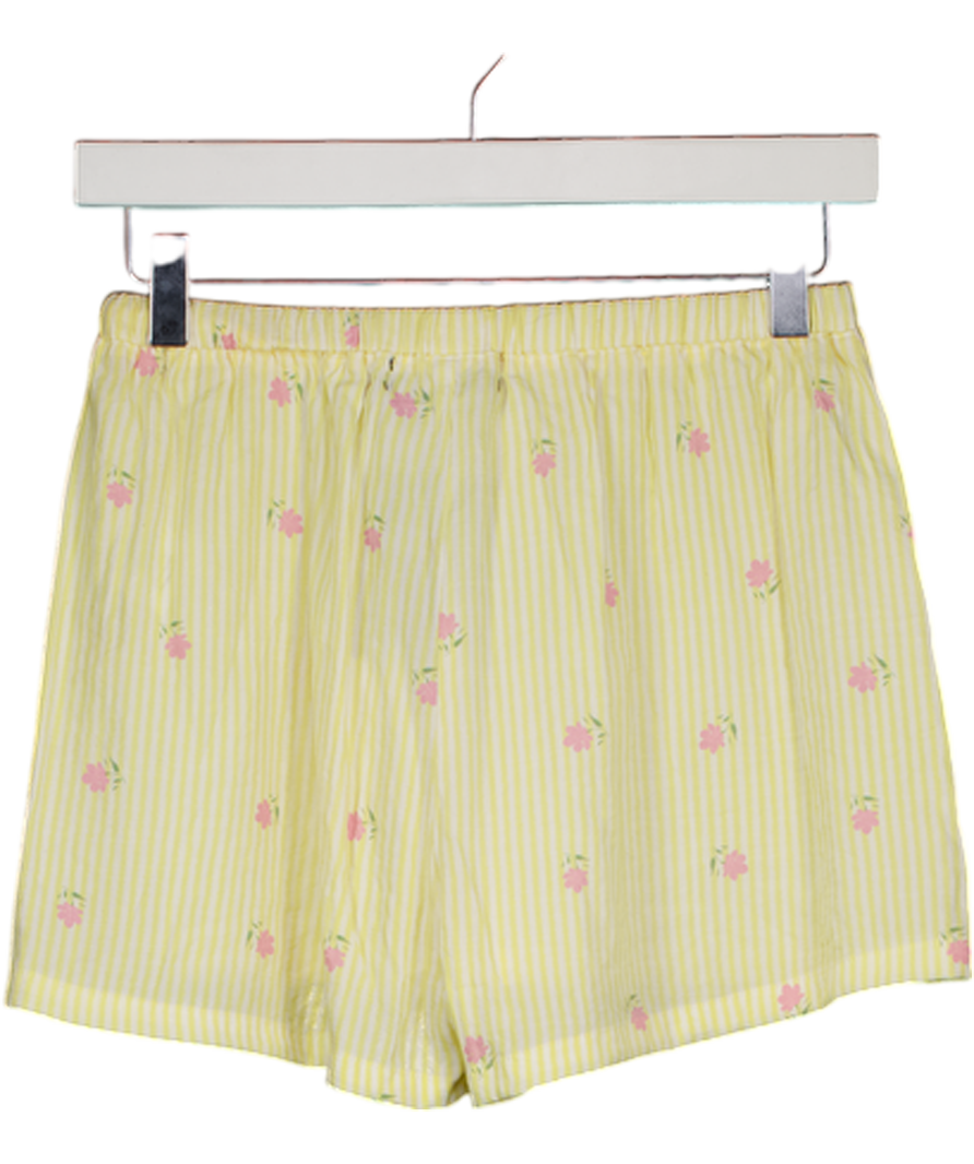 WHITE FOX Yellow Striped Floral Shorts UK XXS