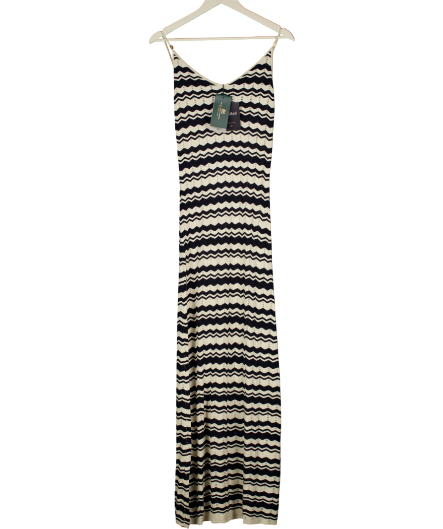 HOLLAND COOPER Cindy Crochet Maxi Dress Ecru & Navy Blue Stripe UK S