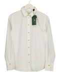 HOLLAND COOPER White 100% Cotton Classic Fit Shirt With Gold Logo Buttons UK 8