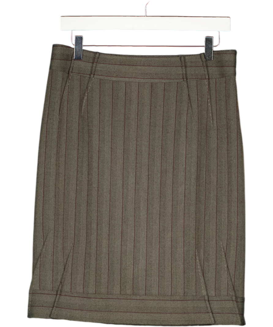PHILOSOPHY DI ALBERTA FERRETTI Grey Pinstripe Pintuck Detail Mini Skirt UK 12