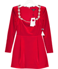 NADINE MERABI Kimberly Red Velvet Embellished Mini Dress UK 10