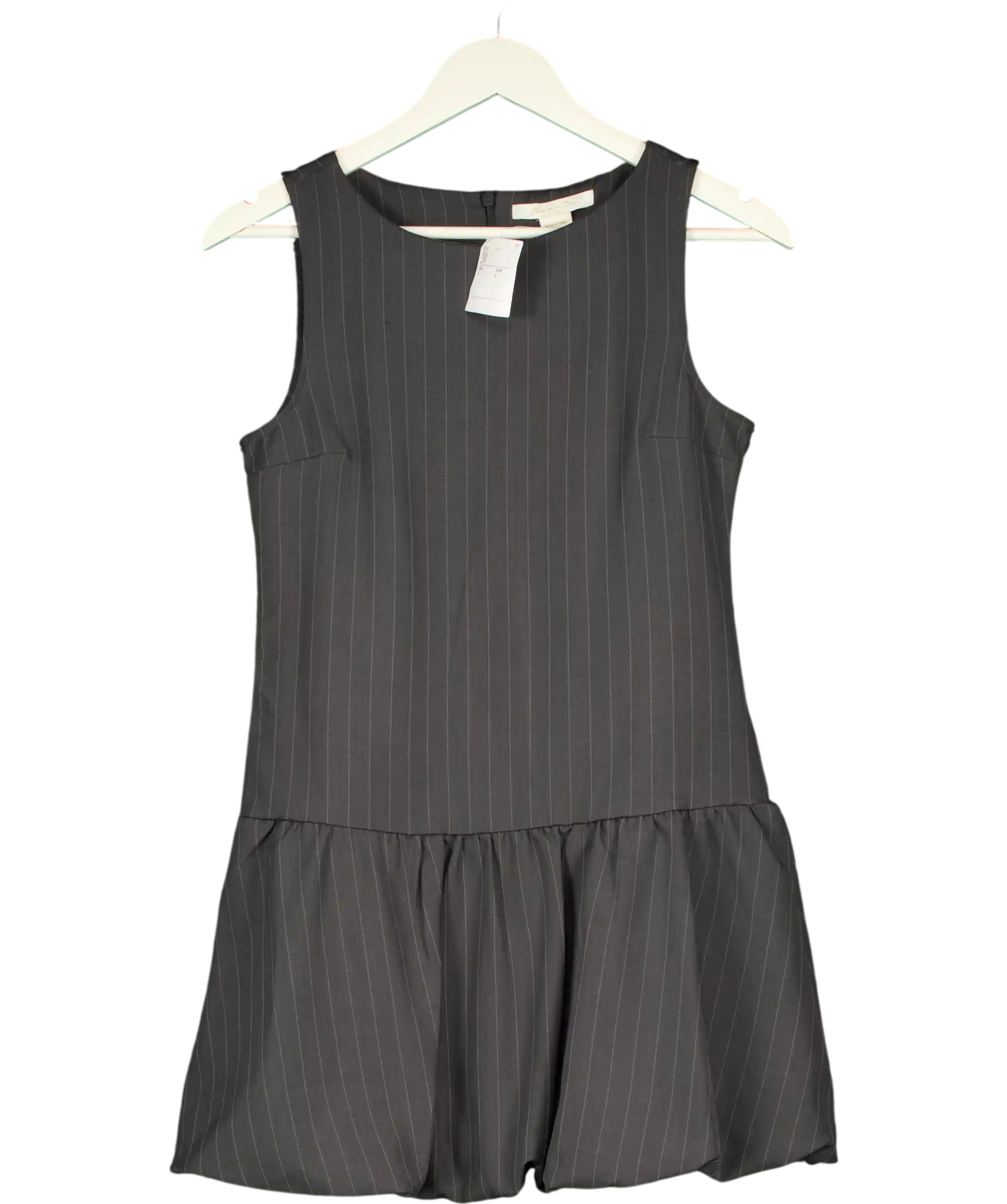 Hearts Los Angeles Grey Pinstripe Bubble Hem Mini Dress UK S